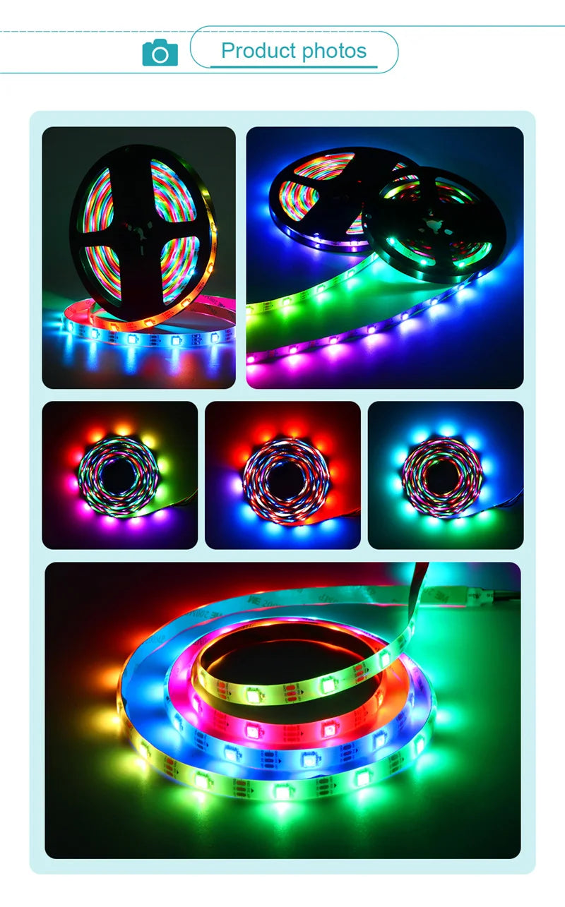 WS2811 Dreamcolor LED Strip Lights,16.4ft/5m RGBIC TUYA WiFi Phone App Controlled Waterproof Smart Music Sync Light Strip