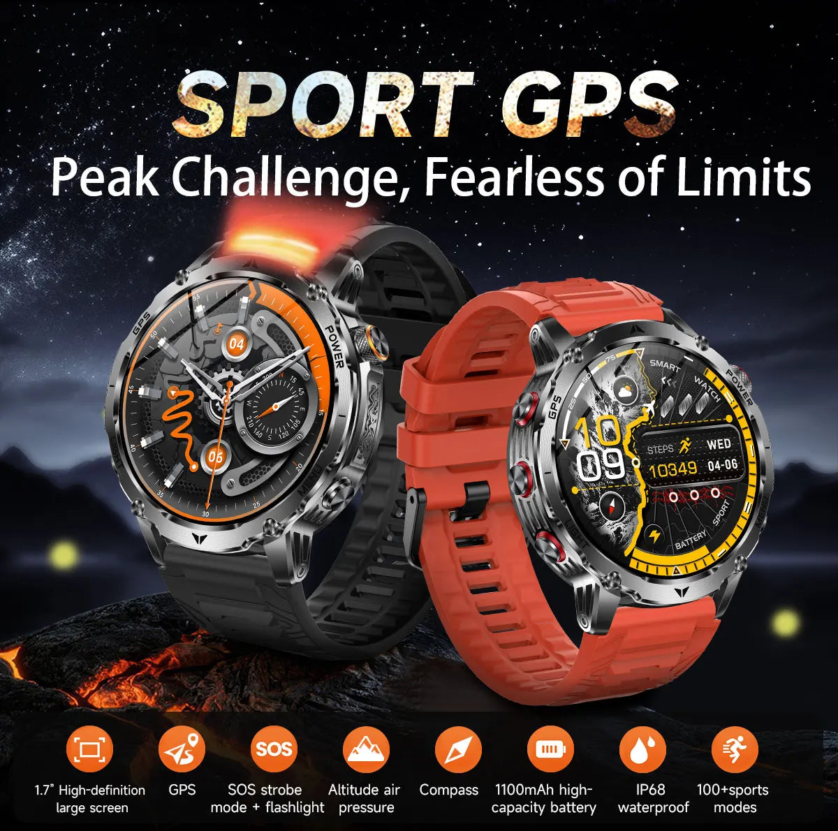 New T-Rex3 Ultra Smartwatch 1100mAh Battery GPS Compass IP69K Waterproof Outdoor Sports Tracker Military Grade Watch