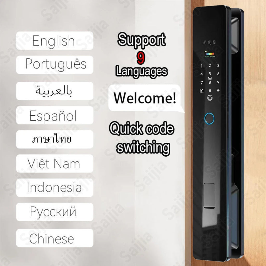 2026 Tuya Palm Smart Door Lock Rfid IC Card Wifi Camera Video Call Security Door Lock Front Door Electric Fingerprint Lock