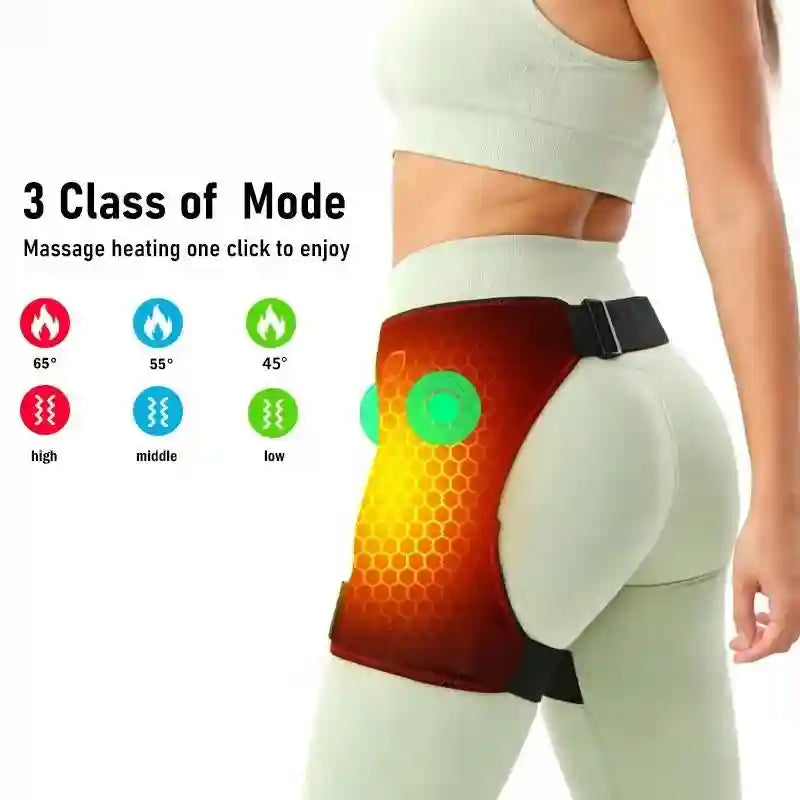 Heated Hip Brace With Vibration Massage - Muscle Recovery Support Fascia Gun Tidesmit