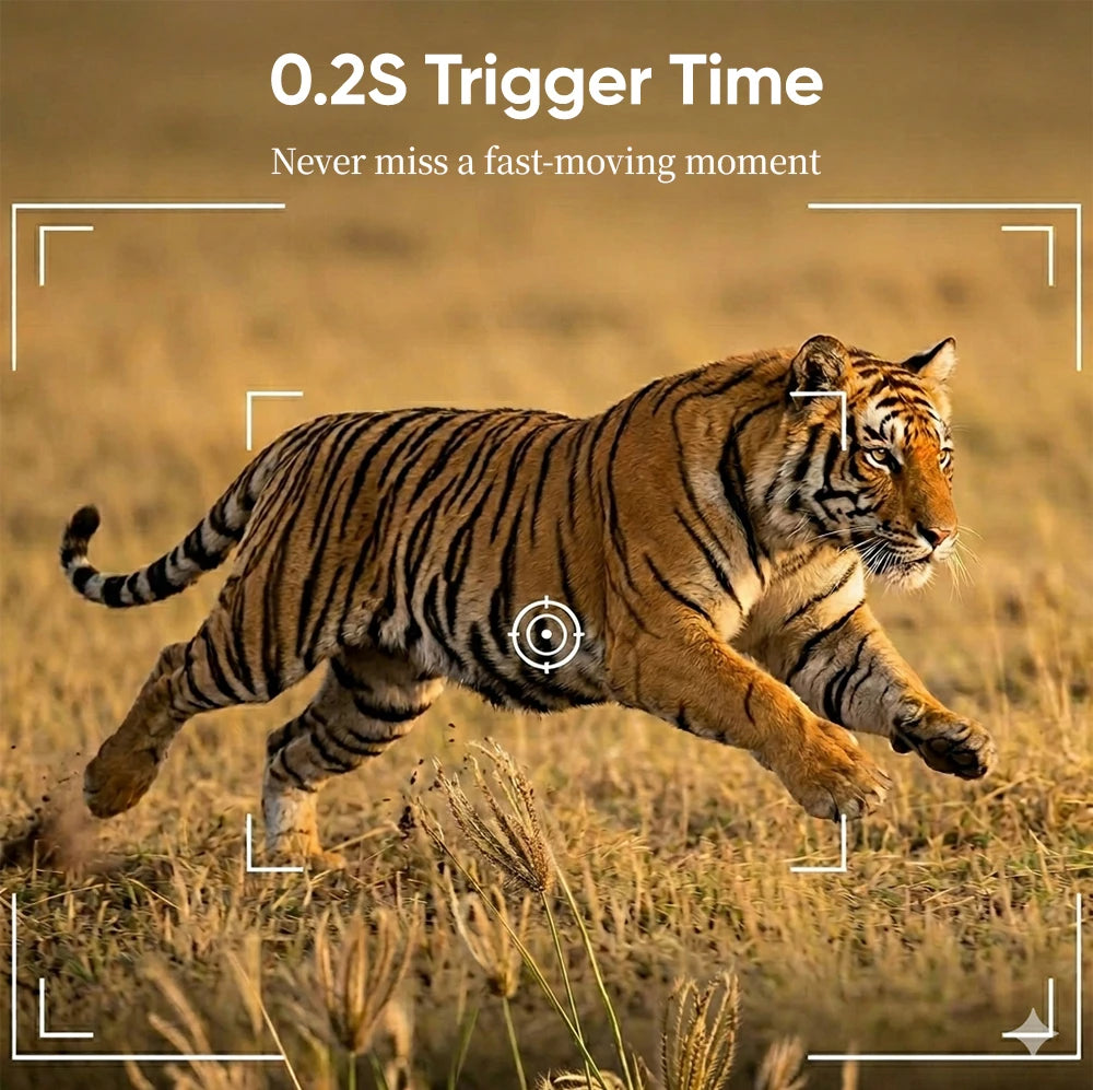 UCON 24MP Outdoor Solar Cellular Trail Camera Wildlife Camera Dual Screen Dual PIR Animal Detection 0.2s Triggered Night Vision