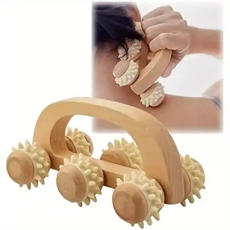 Wooden Massage Roller for Deep Tissue Muscle Relief, Ivory Wood Massage Roller Tidesmit