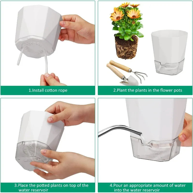 1/3PCS Self Watering Plants Pots Preventing Plant Drought Plastic Flowerpot with Injection Hole Indoor Outdoor Garden Supplies