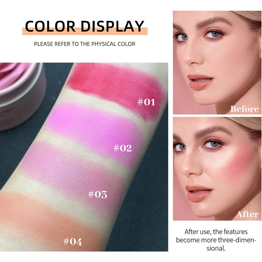 Tidesmit matte petal blush and highgloss contouring cream palette texture close-up for face makeup