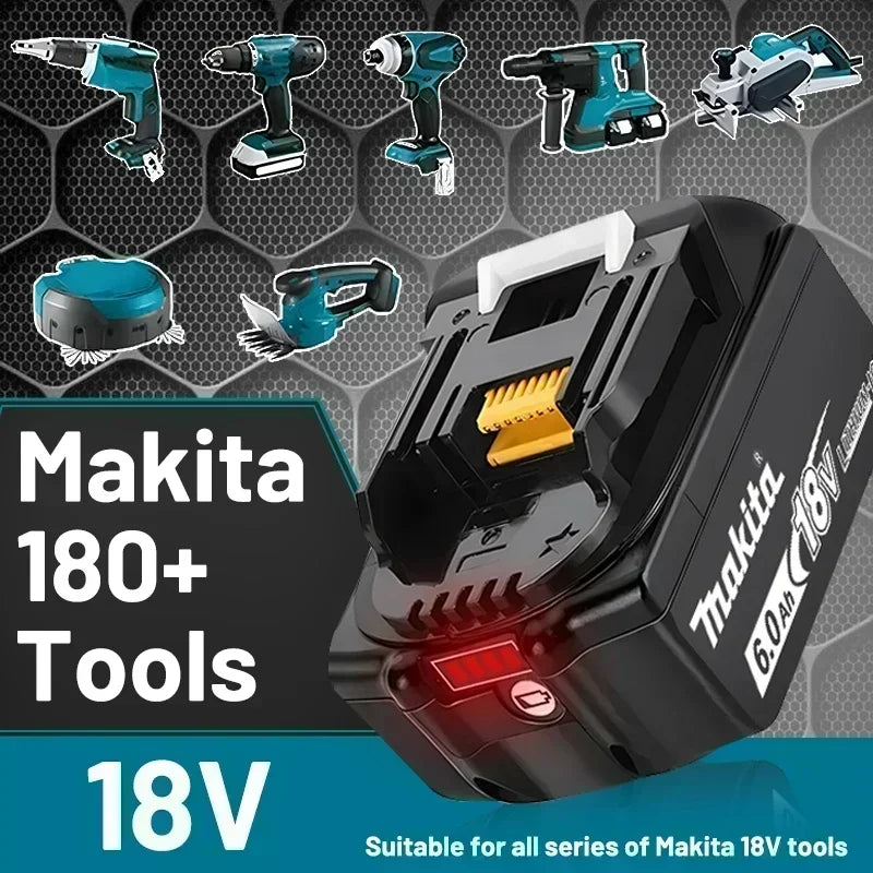 Original Makita Battery, 18V 6.0Ah Rechargeable Battery Power Tool BL1830 BL1840、BL1850、BL1860B、 Makita 18V