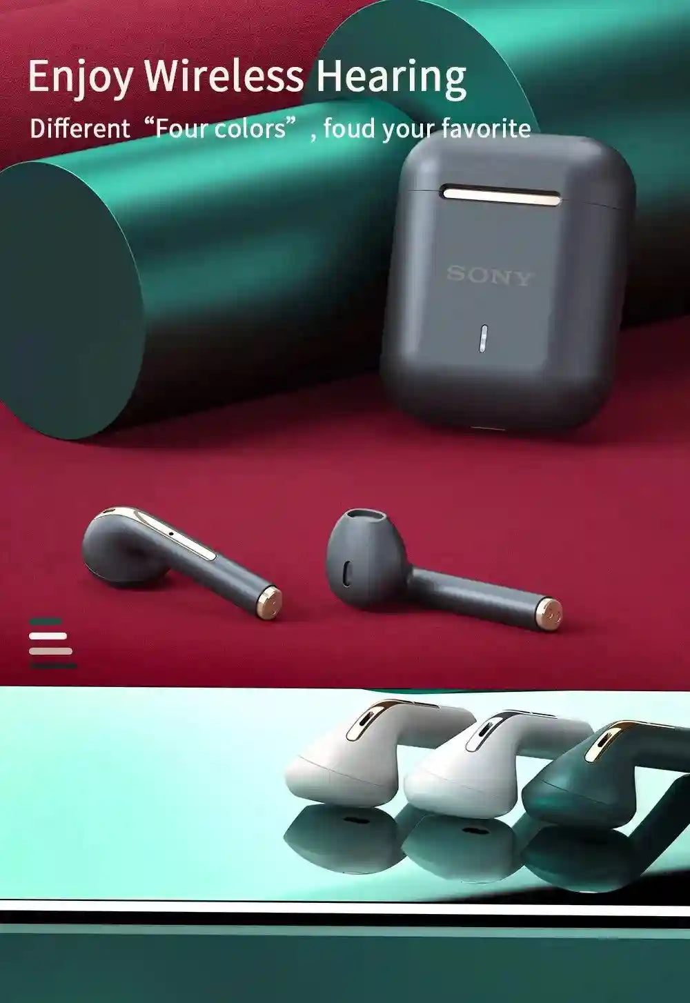 Tidesmit Wireless Bluetooth Earphones - Waterproof Stereo Sound (4 Colors) Tidesmit