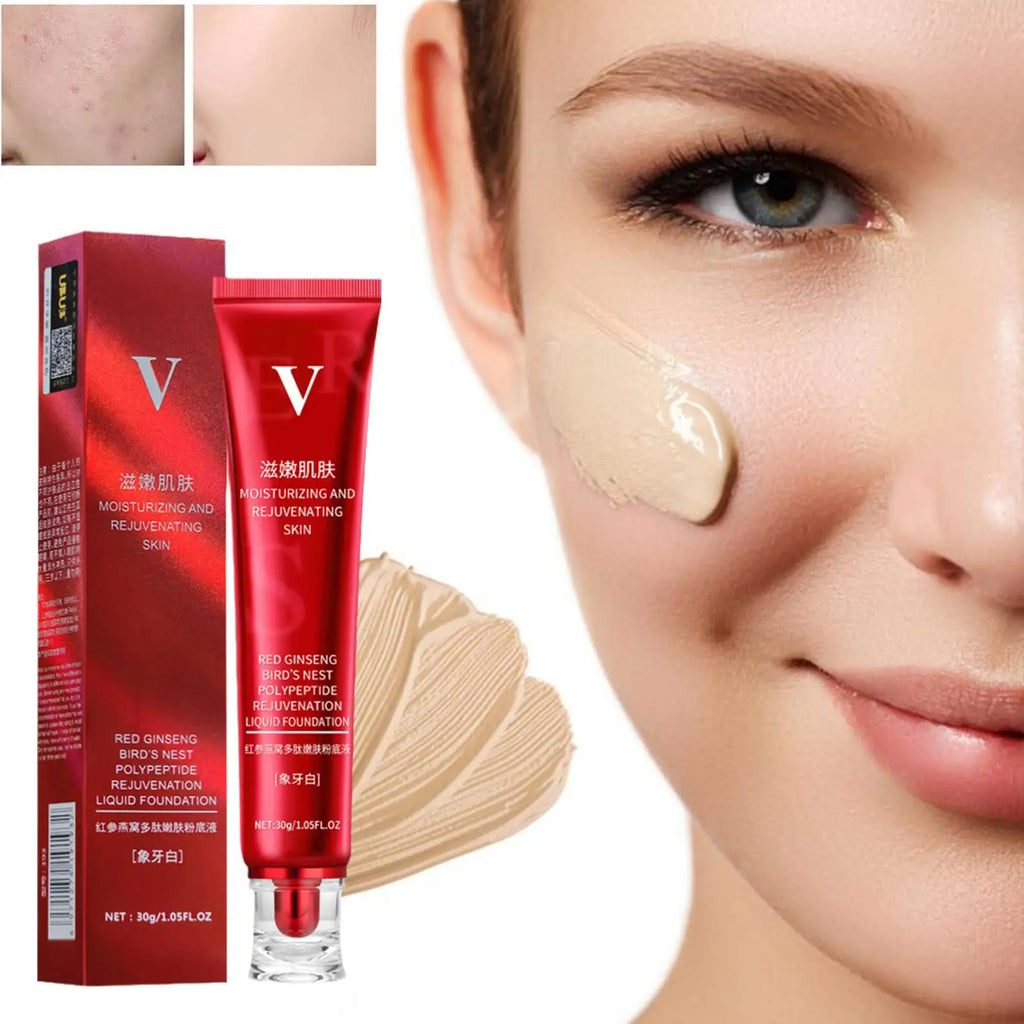 Tidesmit 30g Red Upgrade FV foundation texture close-up showing high coverage waterproof concealer and oil control