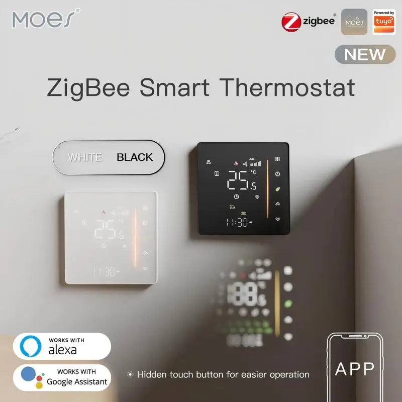 MOES Smart Thermostat WiFi/ZigBee for Water/Electric/Gas Boiler, Weekly Programmable, Works with Alexa Google Tuya, 86mm