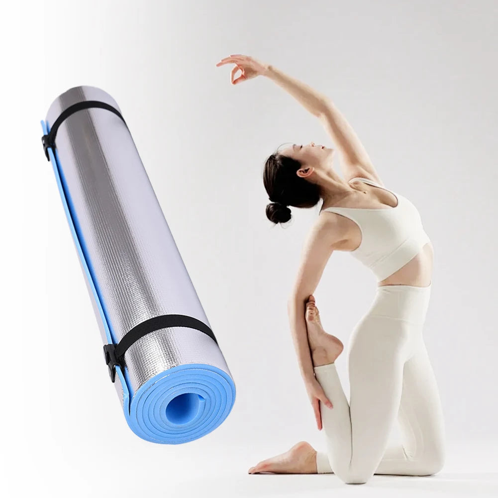 Waterproof Yoga Mat Moisture-proof Yoga Mat Thickened Aluminum Membrane Exercise Mat  for Yoga Pilates Fitness with Bandage