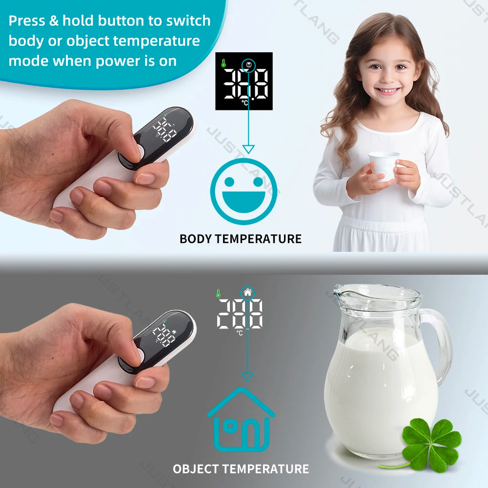 JUSTLANG Forehead Digital Thermometer LED Non Contact Infrared Medical Thermometer Body Temperature Fever for Baby Adults