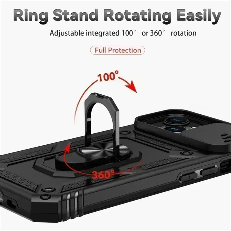 iPhone 16 Pro Max Case with Ring Stand and Lens Cover - Tidesmit Tidesmit
