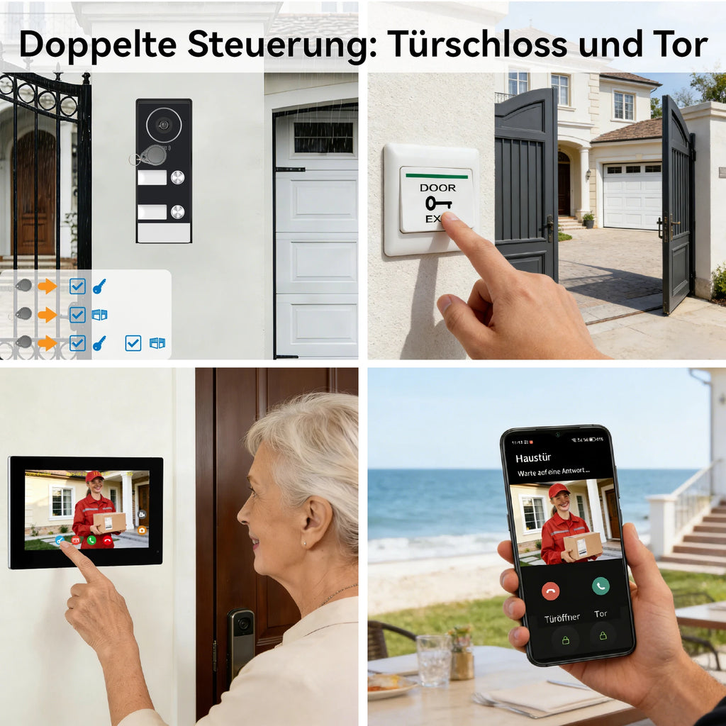 7" Touch Monitor Tuya WIFI Video Building Intercom System 2 Wire Cable Port 2-4 Units Apartment Video Door Phone Doorbell Kits
