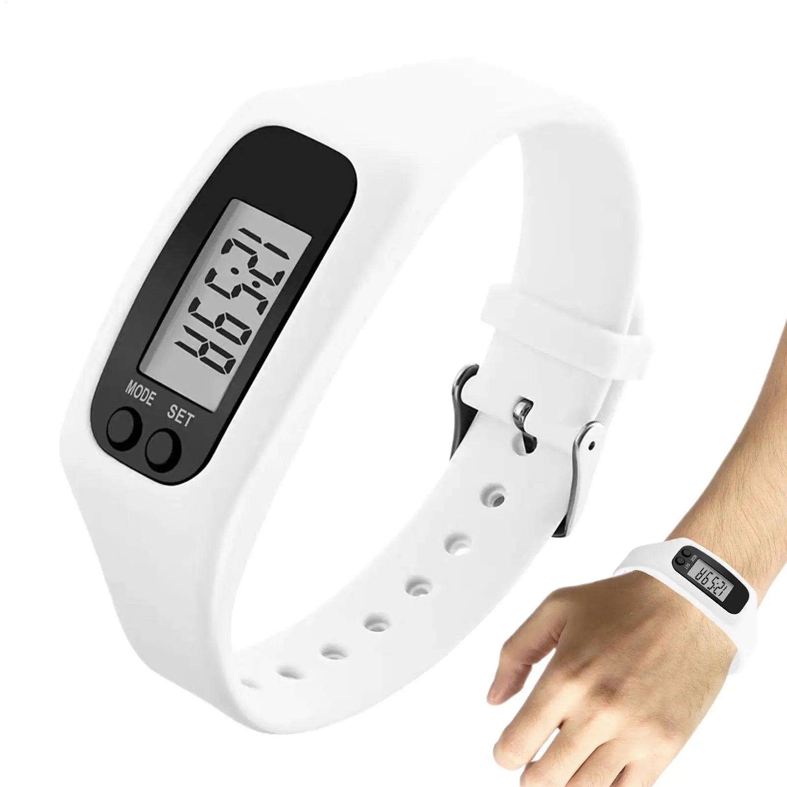 LCD Pedometer Bracelet Step Counter Watch Time Display Silicone StepTracker Multi-Function Fitness Watch For Adults Kids