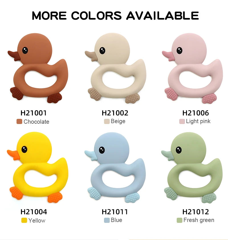 New Arrival Baby Teether Cartoon Duck Shape Silicone Teether Pacifier Clip Baby Toy Teething Accessories