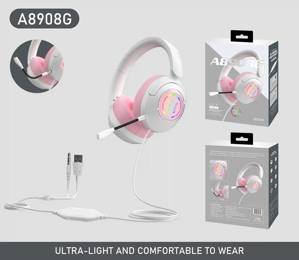 Wired Gaming Headset with Noise Cancelling Mic - Over-Ear Design Tidesmit