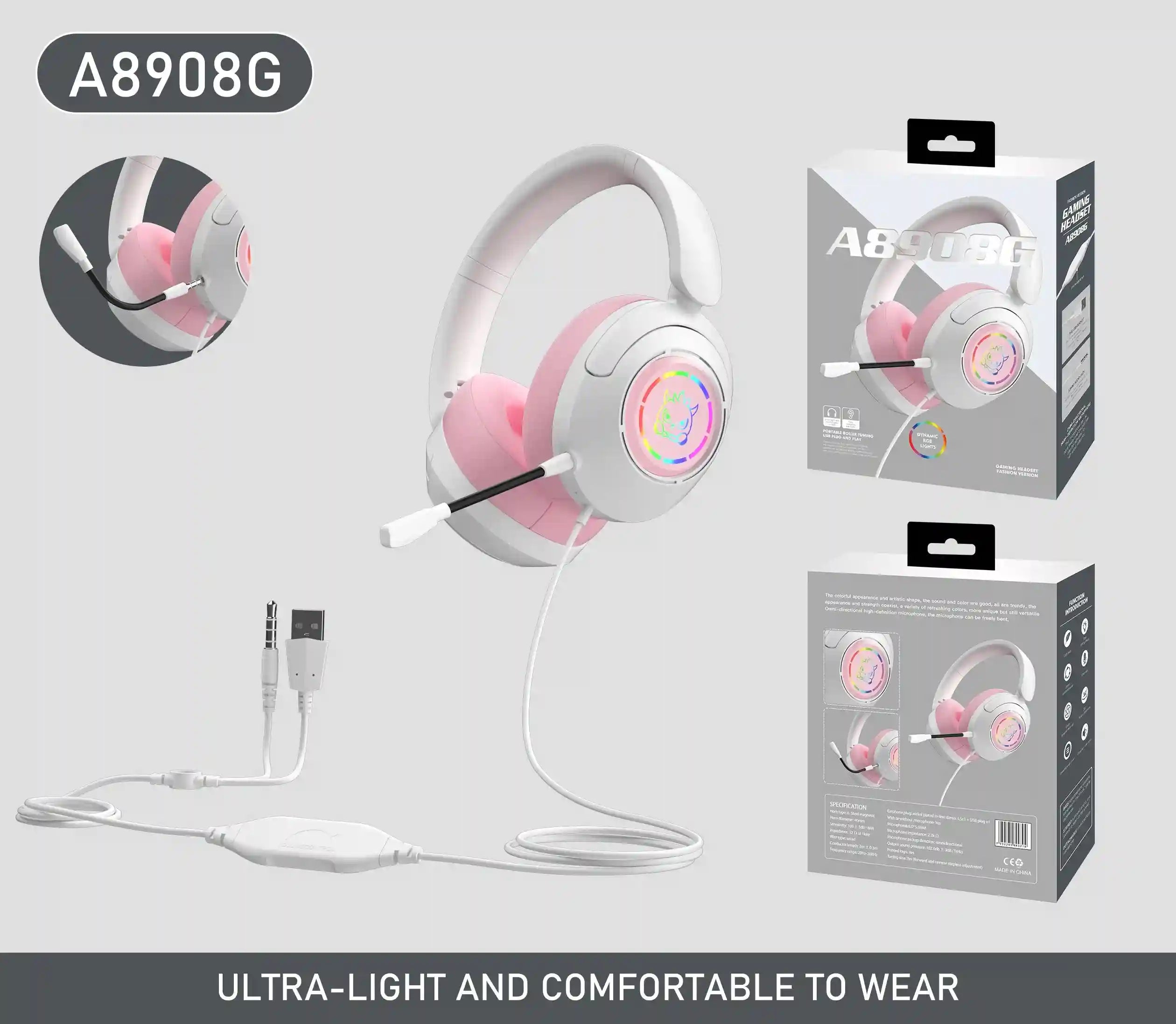 Wired Gaming Headset with Noise Cancelling Mic - Over-Ear Design Tidesmit