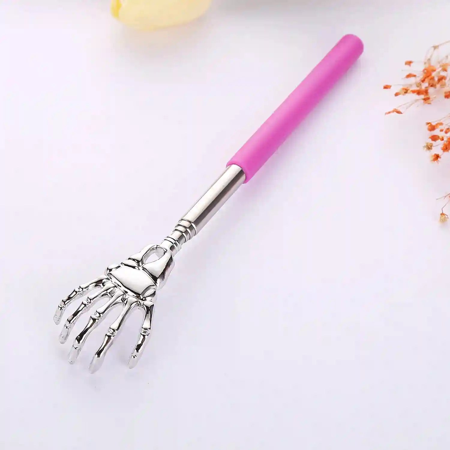 Portable Telescopic Back Scratcher - Stainless Steel Extendable Tool Back Massage Instrument pink Tidesmit