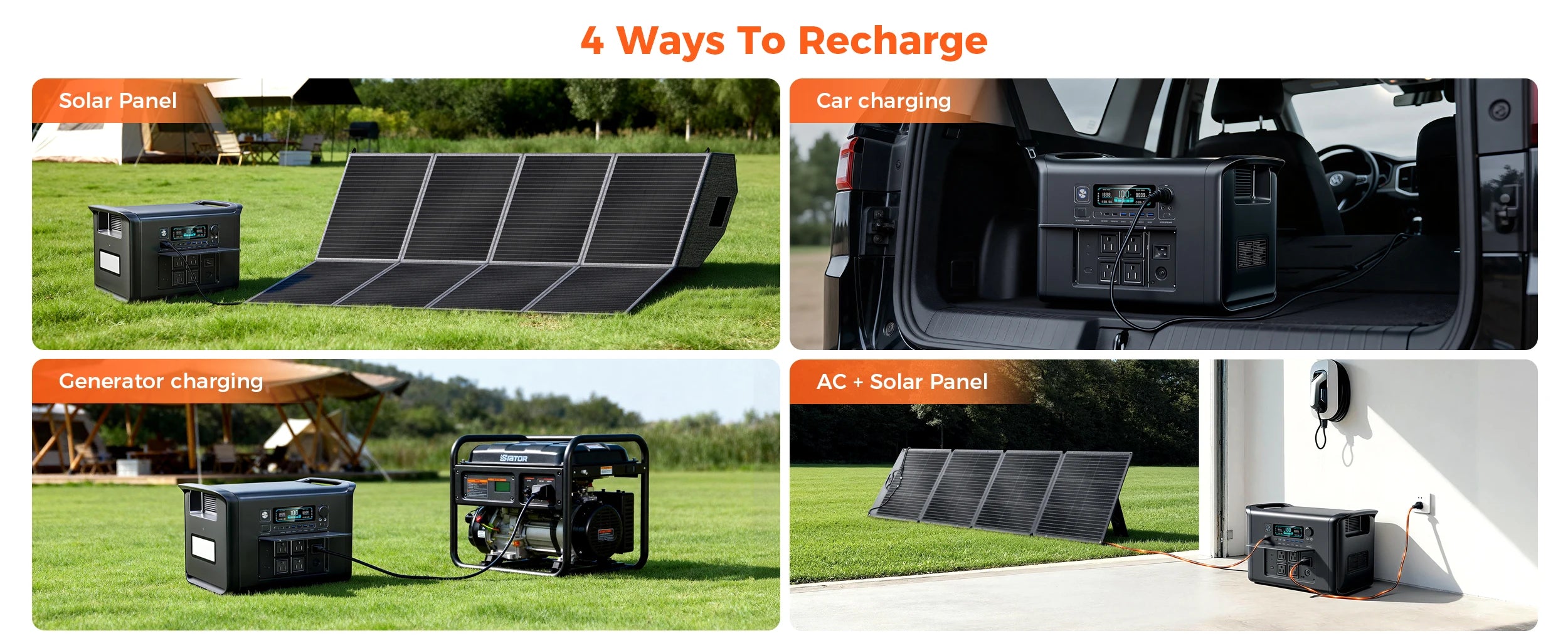 CTOLITY Outdoor Camping AP2000 2400W Fast Charging Portable Power Station SP100 100W Foldable Portable Solar Panel For Home
