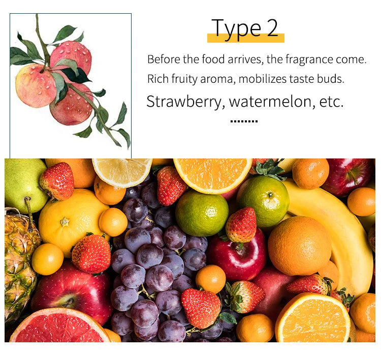 DIY lip gloss fruity fragrance oil featuring vibrant colorful strawberry, citrus, and grape illustrations for soap making.