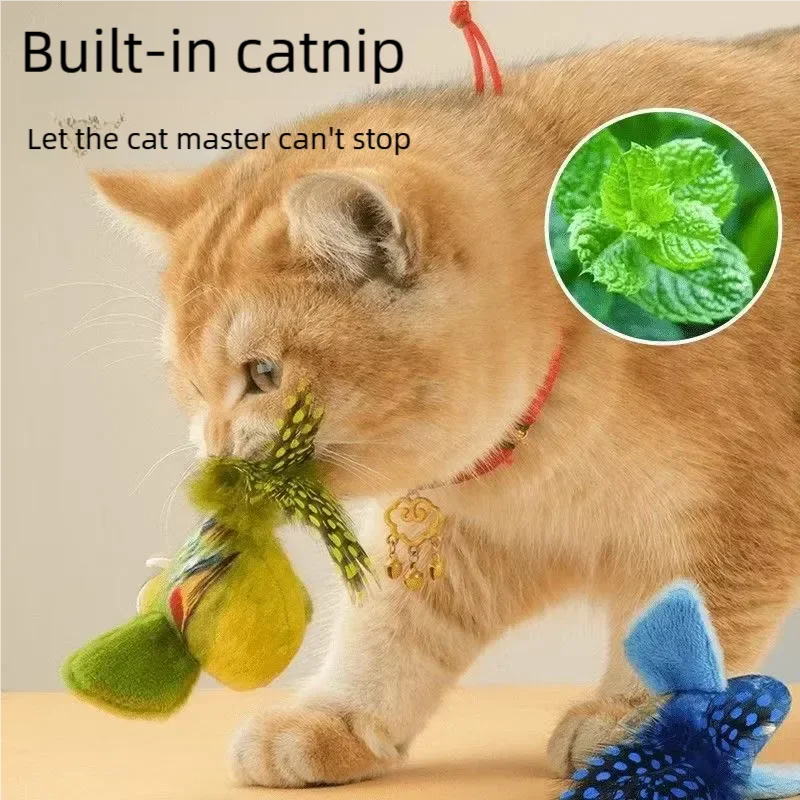 Interactive cat toy: electric plush bird with catnip for kittens to chase, bite, and play.
