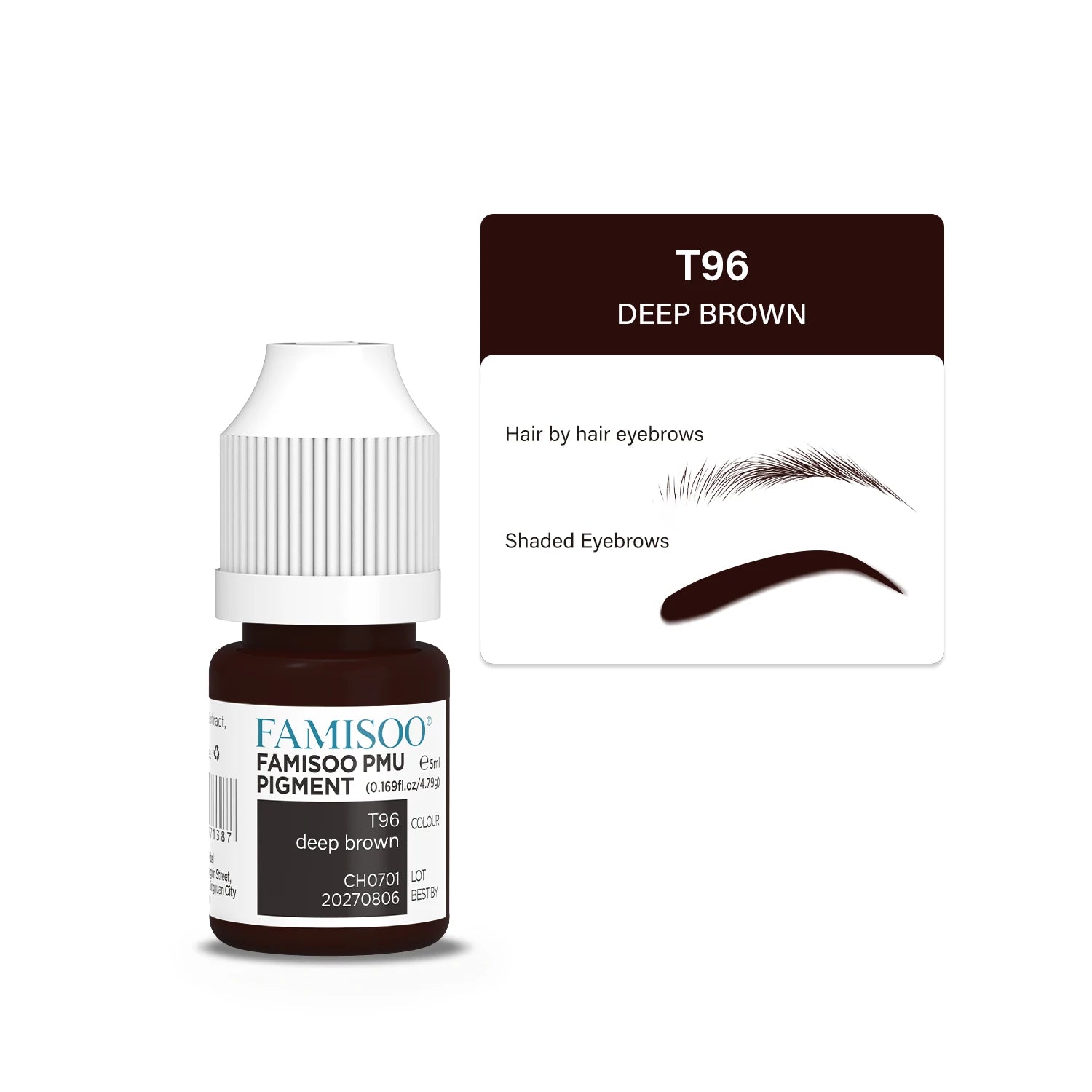 Permanent Makeup Pigment 5ml | Professional PMU Lip & Brow Ink Permanent Makeup Machines T96 Deep brown China Mainland Tidesmit