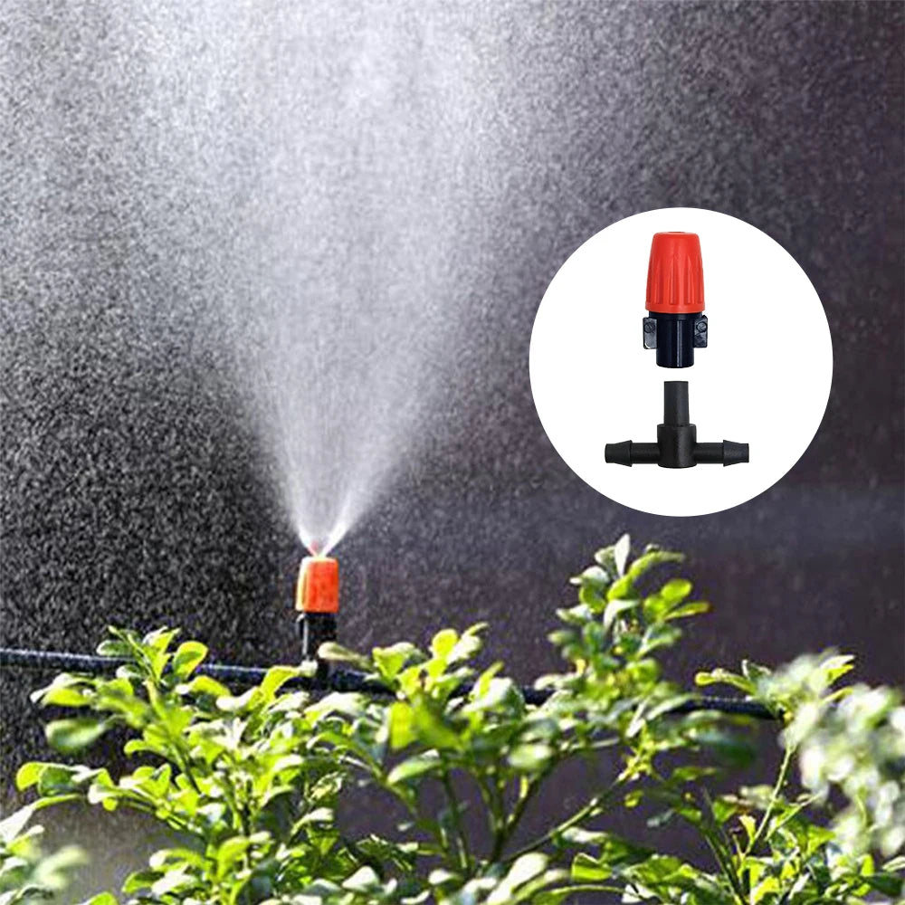 Fog Nozzles Irrigation Kit 5M-20M Garden Automatic Spray Misting Plant Watering System with 4/7 PE Hose and Connector 2027