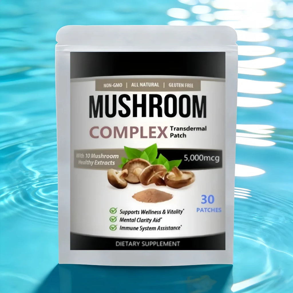 10x Mushroom Complex Supplement, Lions Mane, Reishi, Shiitake, Immune Patch - 30 Transdermal Patches 1 Month Supply