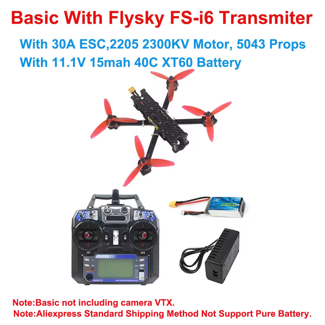 F220 5 Inch FPV Racing Drone 4S Brushless Kit for Precision Flight Basic FS-i6 Set Tidesmit