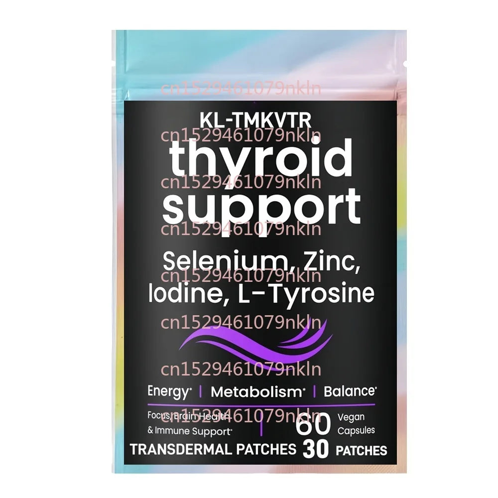 30 Patches Thyroid Support Transdermal Patches with Iodine Magnesium for Energy, Metabolism, Focus, Cortisol Balance