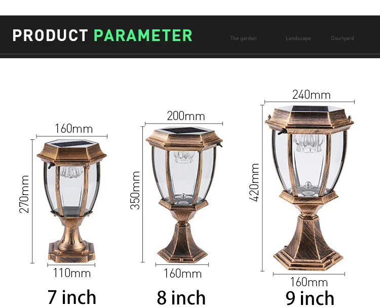 Solar LED Light Outdoor Lamp Pillar Light Solar Panel Spotlights Garden Decoration Outdoor Street Wall Sconce Lamp Sunlight