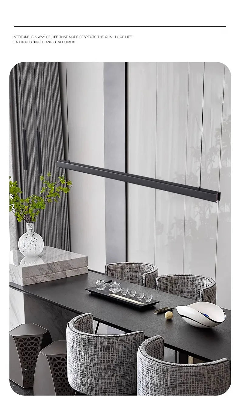 Modern Minimalist LED Ring Light | Nordic Linear Dining Chandelier Tidesmit