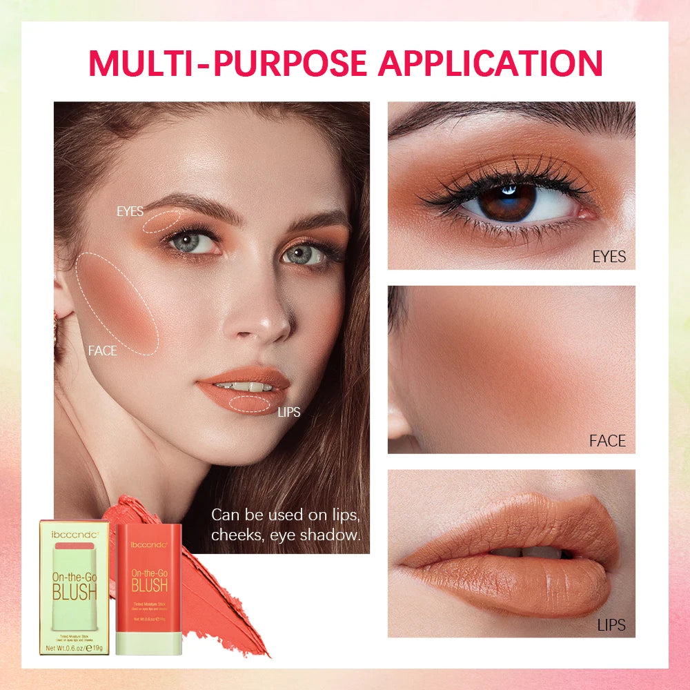 Tidesmit multi-functional cream blush stick texture swatch for bright face makeup and high color pigment finish