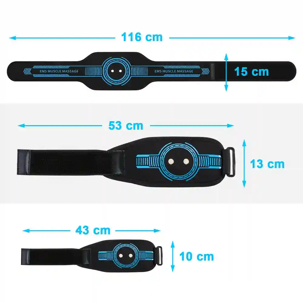 EMS Muscle Stimulator Belt | Rechargeable Electric Abdominal Trainer Massage Roller Tidesmit