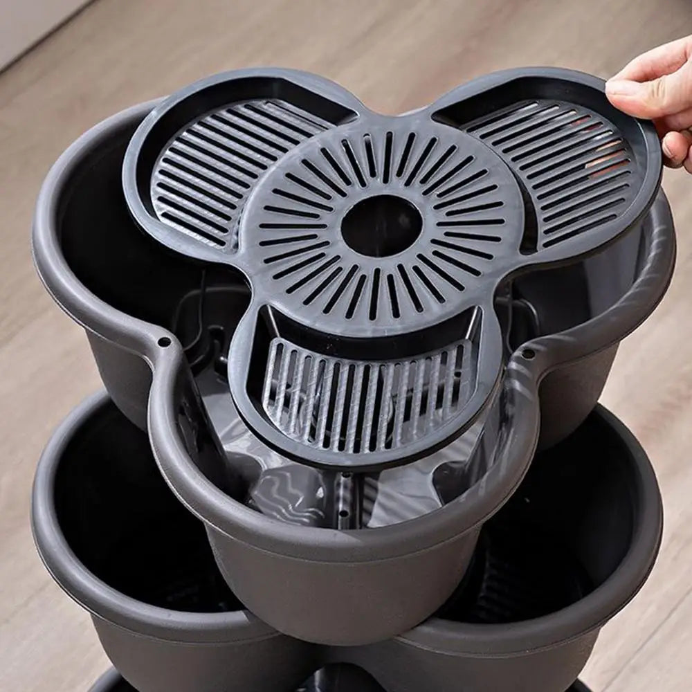 4pcs/set Stackable Vertical Flower Pot Plastic Garden Planter Tower with Movable Casters Strawberry Seedling Frame Decoration