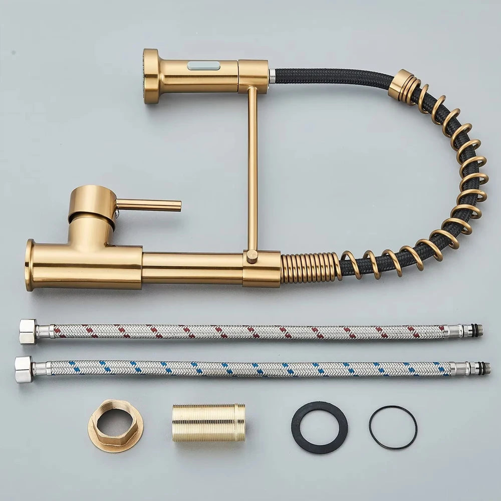 Kitchen Sink Faucet Single Hanlde Single Hole 2 Ways Sprayer Hot and Cold Water Tap Deck Mounted Bathroom Kitchen Crane