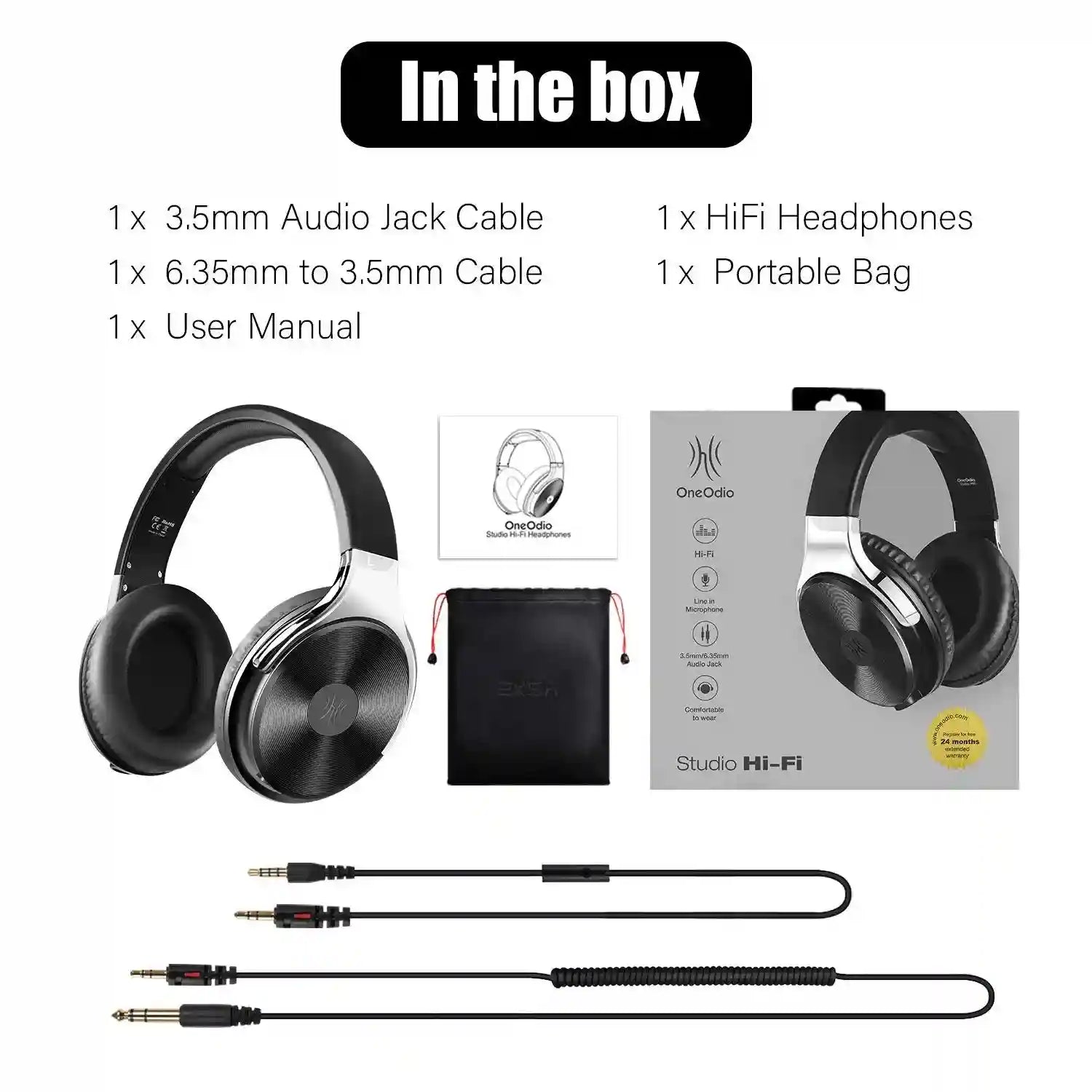 Studio Monitor Headphones Wired Over-Ear with Dual Input Jacks Tidesmit