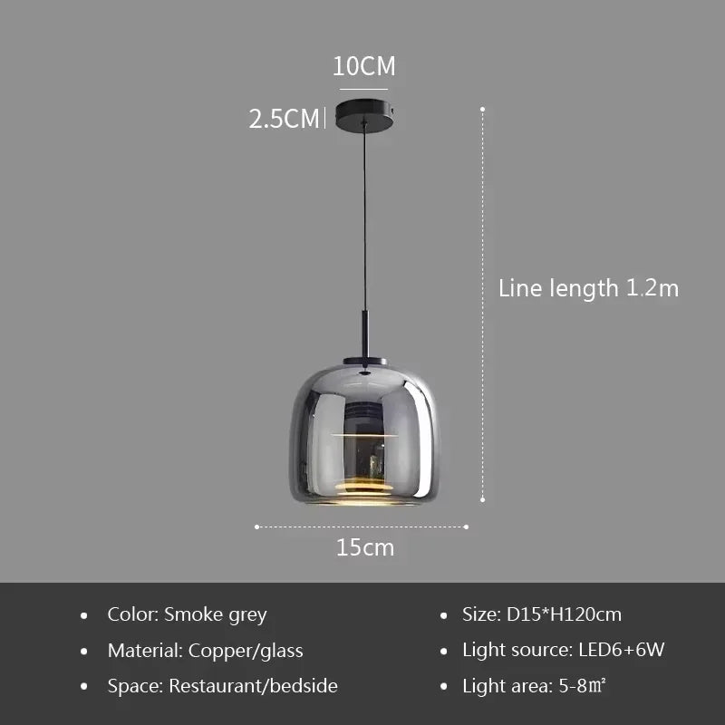 Modern Nordic Glass Ring Light | LED Adjustable Pendant Fixture 15CM SG Warm light Tidesmit