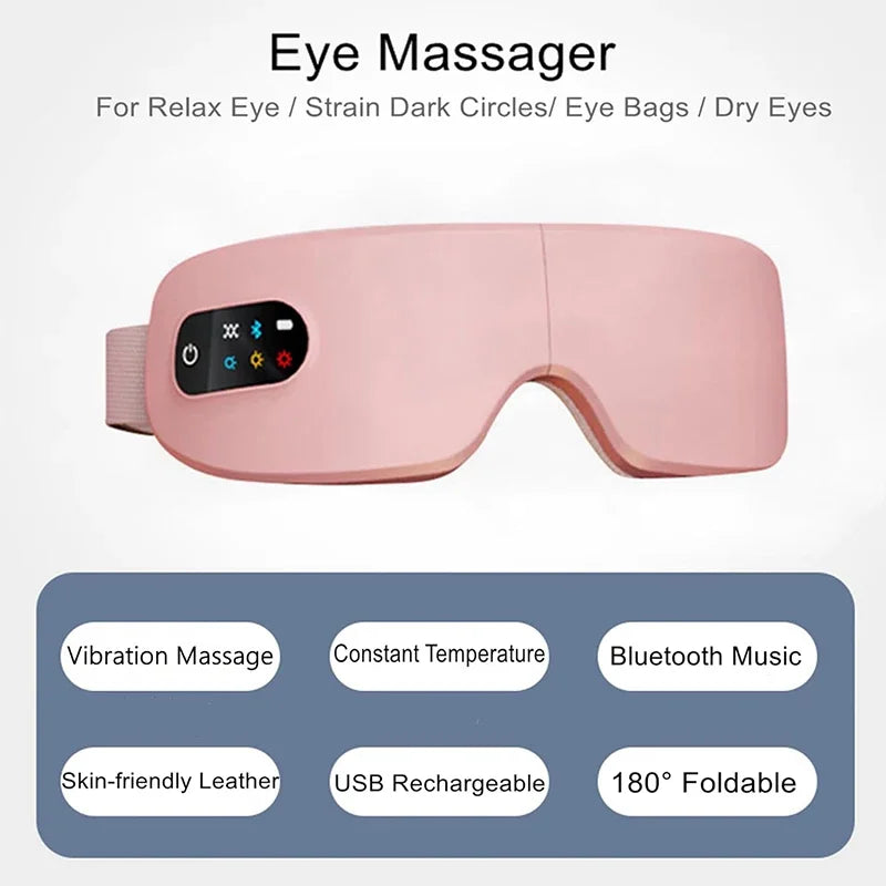 4D Eye Massager with Heat and Bluetooth - Portable Wellness Tool Relaxation Treatment Tidesmit