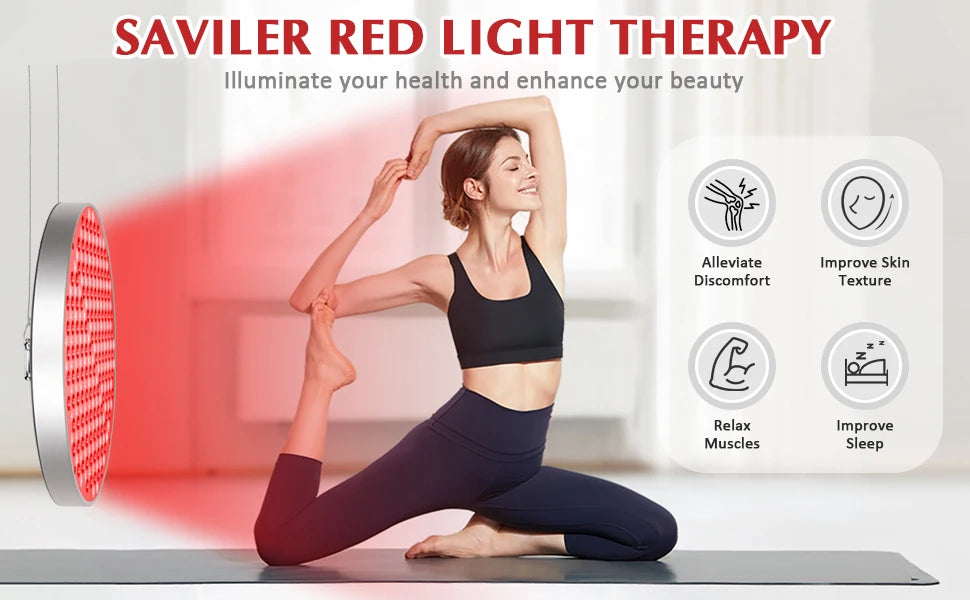 NEW Red Light Therapy Lamp LED Panel (Round)with Stand, 660 &850nm Near Infrared Light Combo,  for Pain Relief Body, Skin Beauty