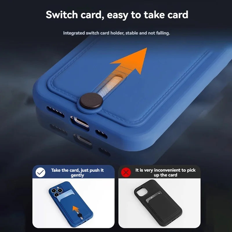 iPhone 16 Case with Card Slot - Slim TPU Shock-Absorbing Protective Cover Tidesmit