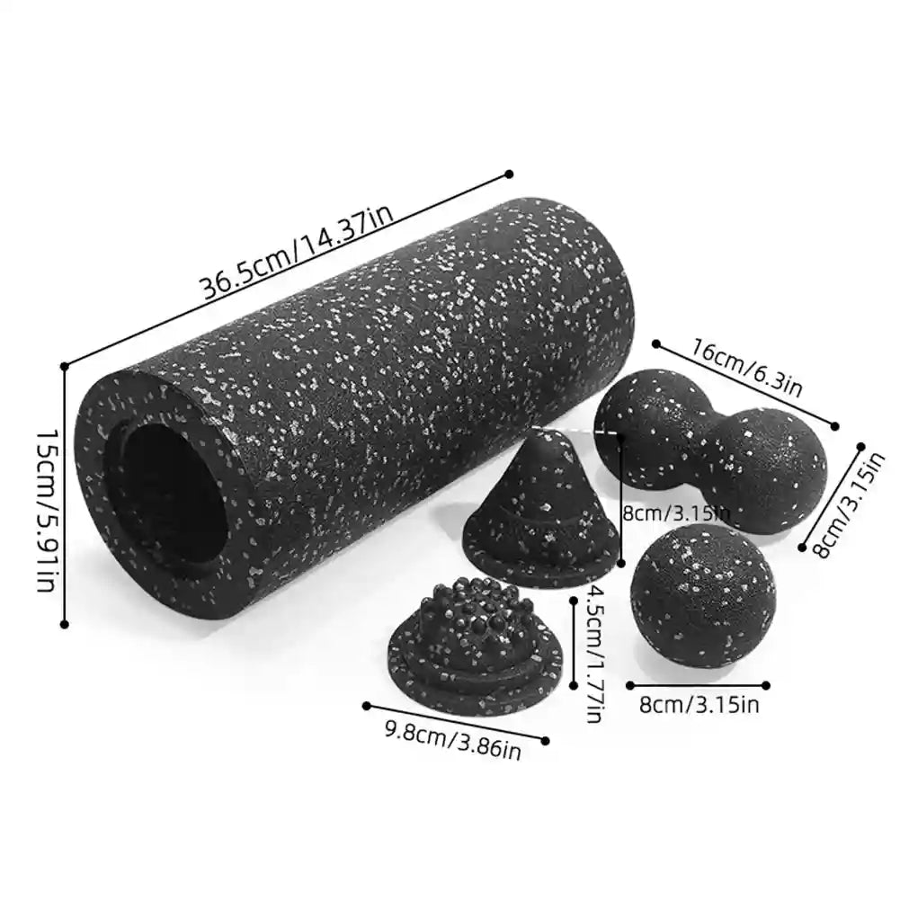 Vibrating Foam Roller Set: 5-in-1 Deep Tissue Muscle Recovery Kit Back Massage Instrument Tidesmit