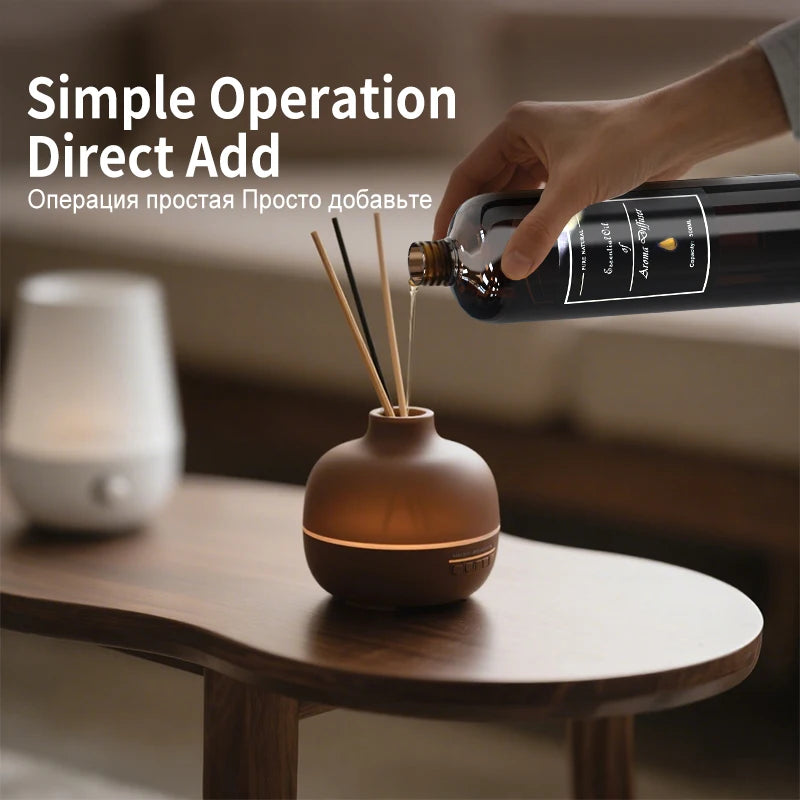 500ML Large Capacity Essential Oil Refill for Aroma Diffusers Long-Lasting Home Hotel Air Freshener with Reed Sticks Fragrance