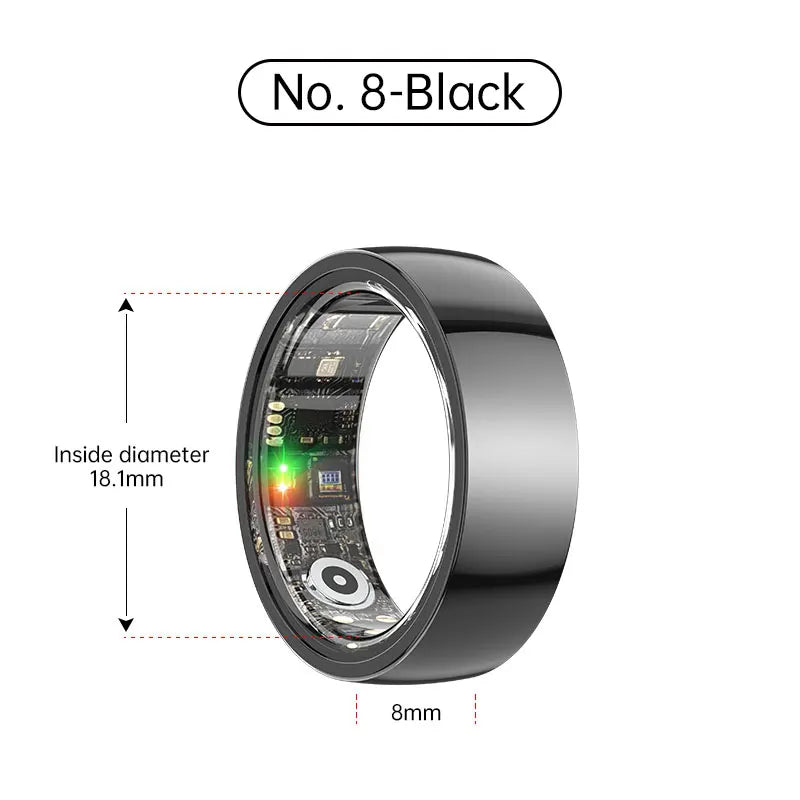 Smart Health Ring – Waterproof Fitness Tracker by Tidesmit Ceramic Black No. 8 Tidesmit