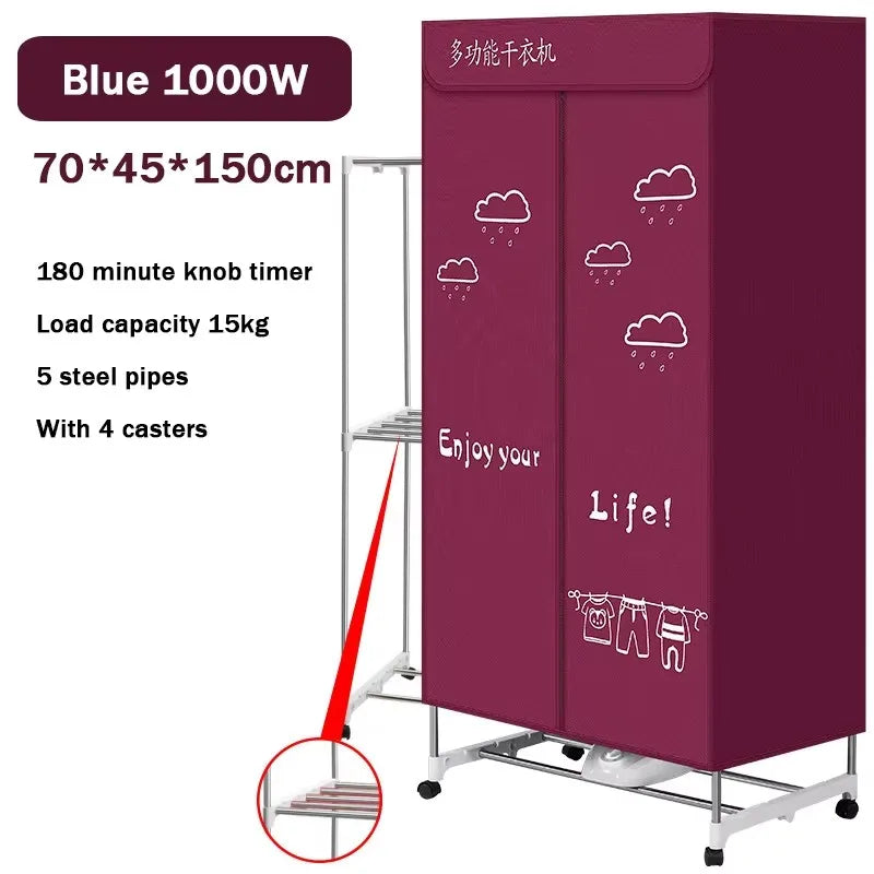 Tidesmit portable electric wardrobe dryer for laundry with hot air fan heater and garment warming function