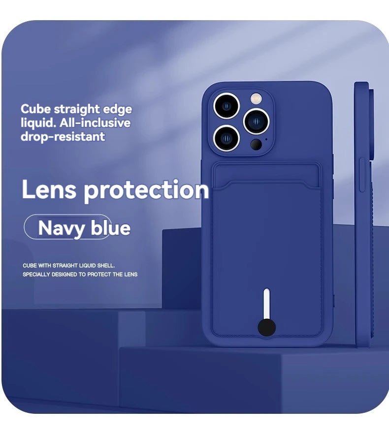 iPhone 16 Case with Card Slot - Slim TPU Shock-Absorbing Protective Cover Tidesmit