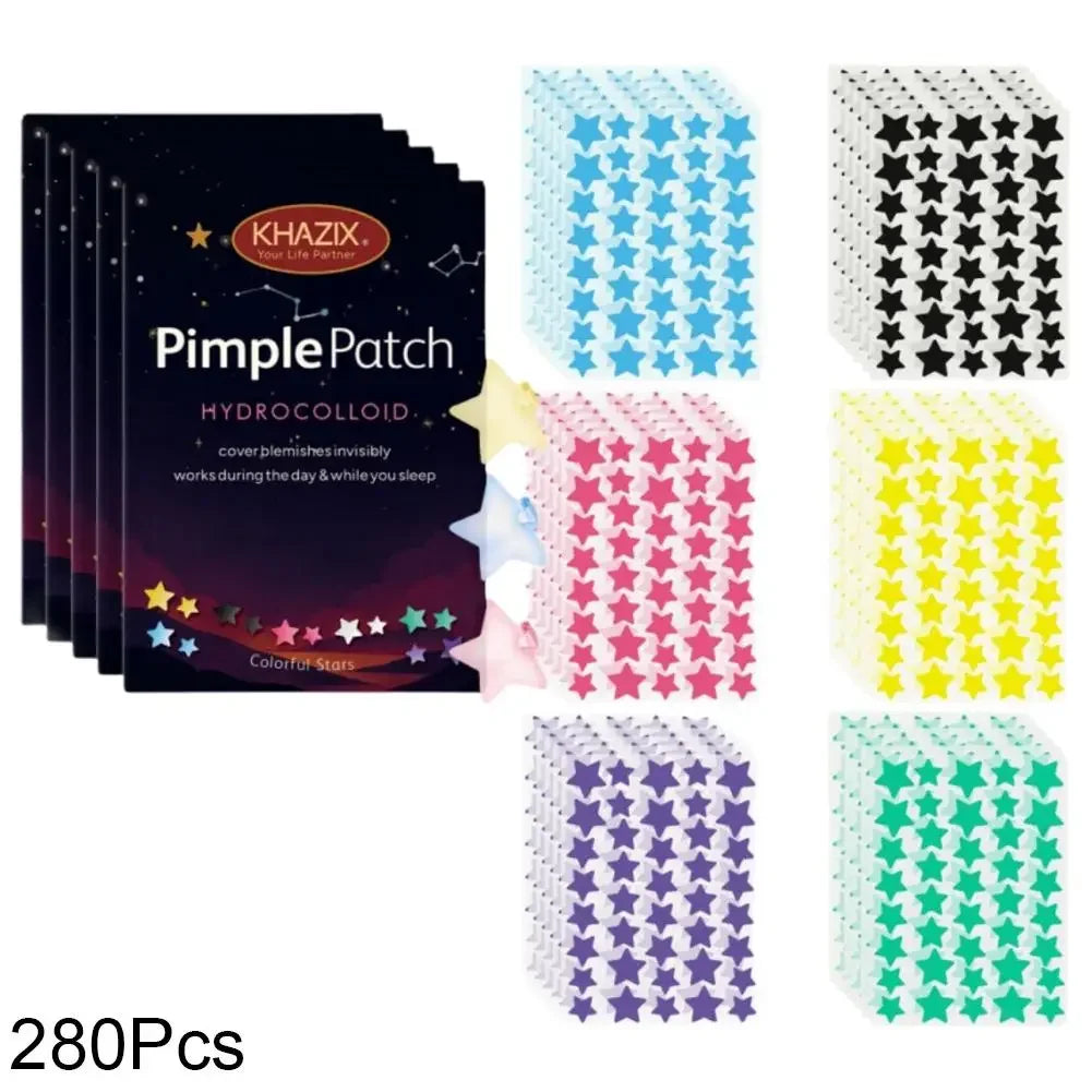 240/280pcs Star-shaped Hydrocolloid Acne Sticker, Various Colors, White, Day Black, Blue, Night Purple, And Yellow, Pink, J0R0