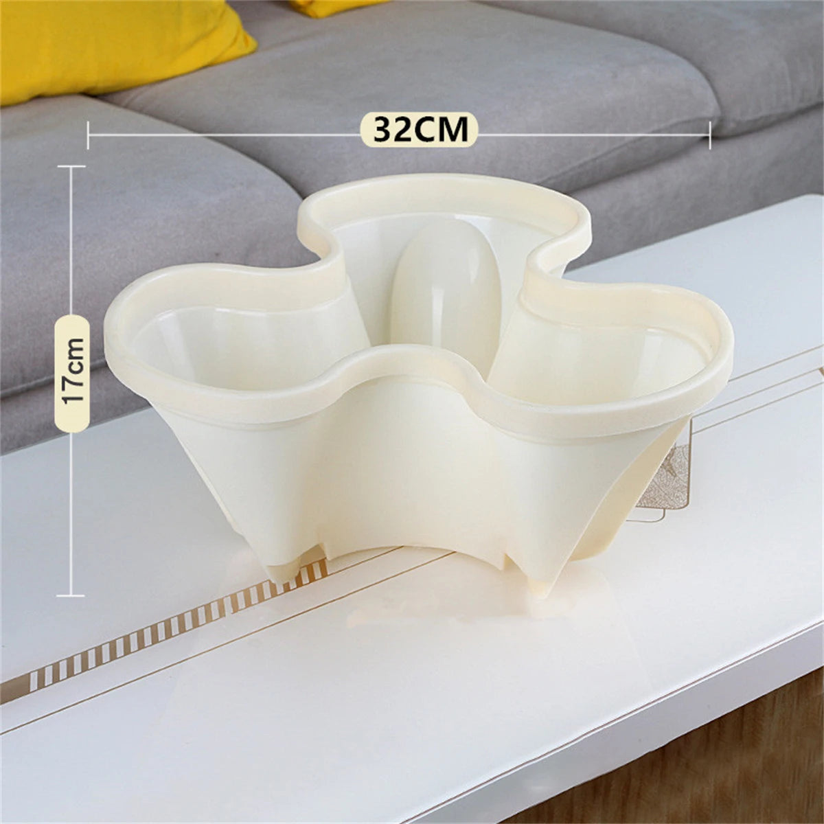 White multi-petal vertical planter with central column and cup-style planting sections.