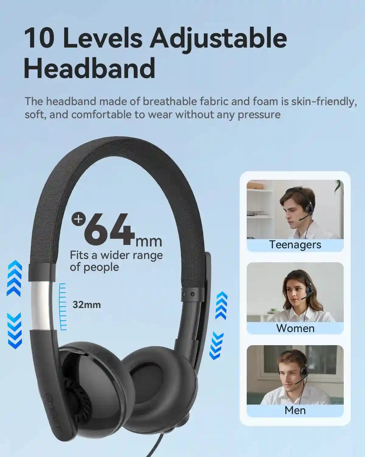 USB Wired Headset with Microphone - Noise Cancelling PC Office Headset Tidesmit