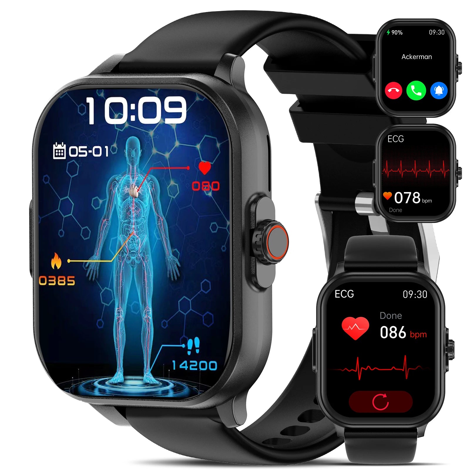 2026 New AI Healthy Diagnose ECG+PPG Smart Watch Blood Lipid Uric Acid Bluetooth Call Blood Pressure Health Smartwatch Women
