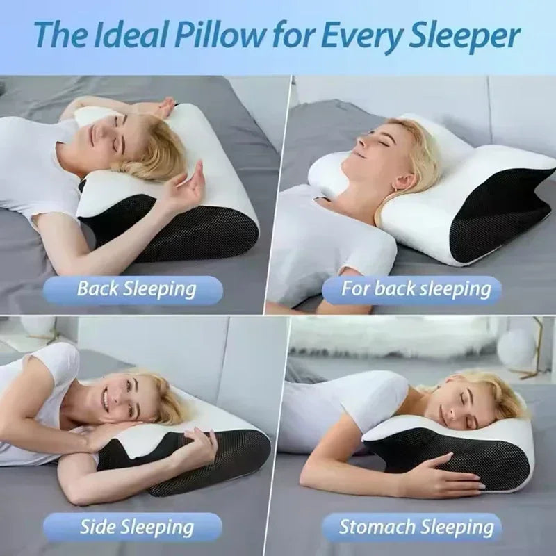 Memory Foam Ergonomic Pillow for Neck Support - High Density Foam Massage Cushion Tidesmit